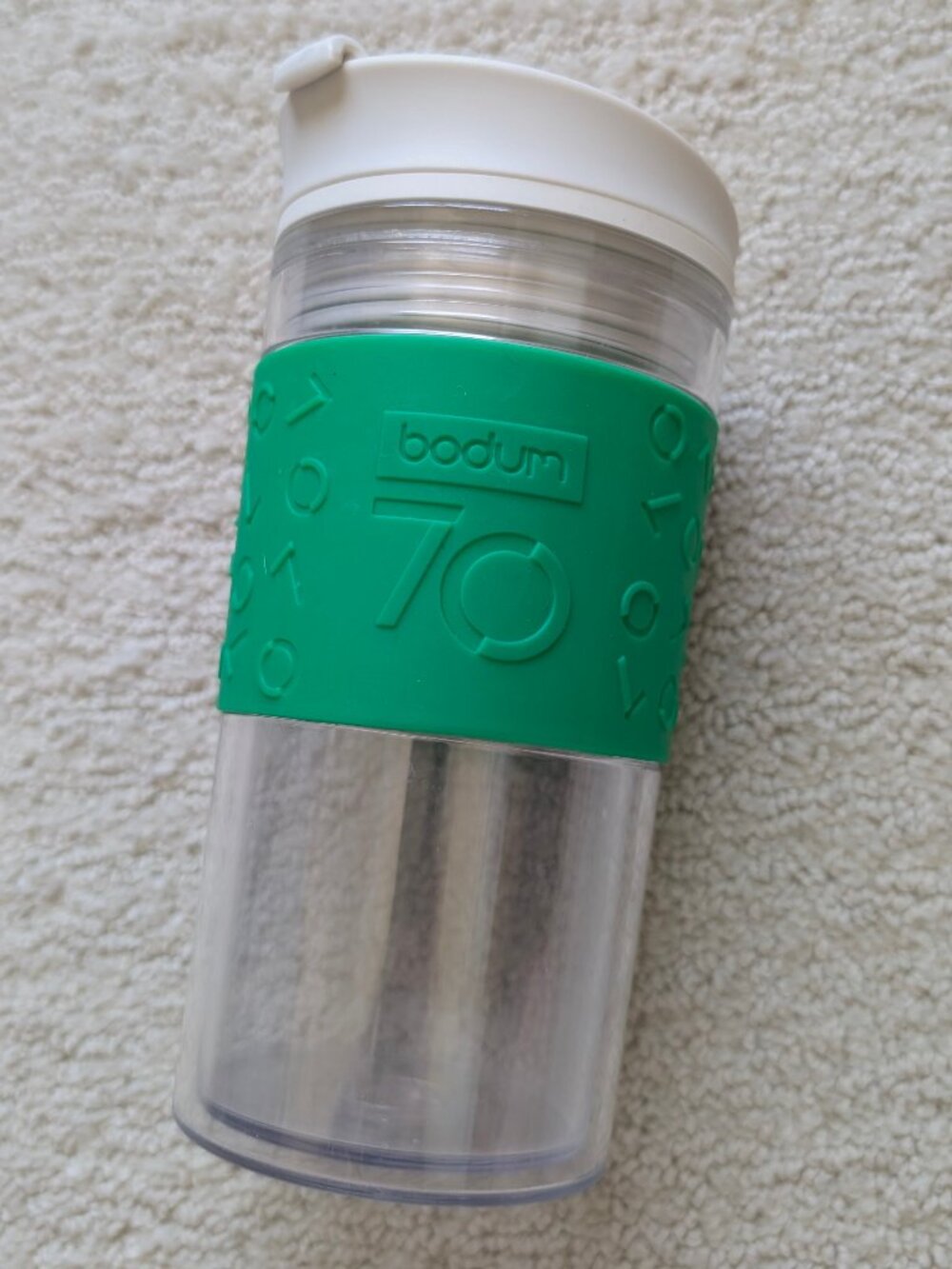 Bodum Limited Edition 70th Anniversary Travel Mug Insulated Green silicone grip